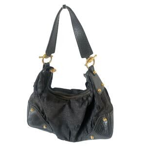 Gucci Black GG Canvas and Leather Medium Jockey Hobo Shoulder Handbag